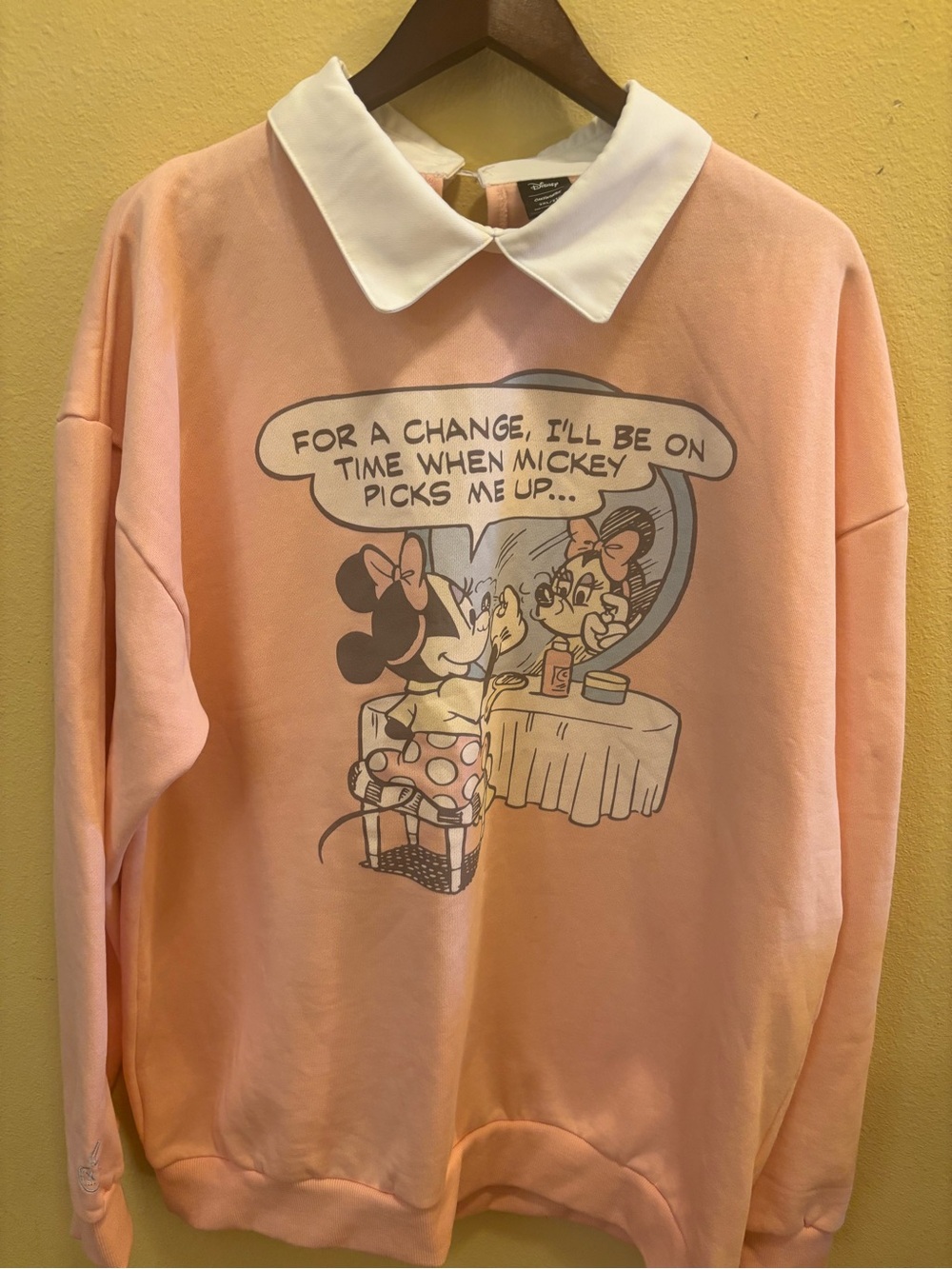 Disney Pink Minnie Mouse Pullover Sweatshirt with White Collar